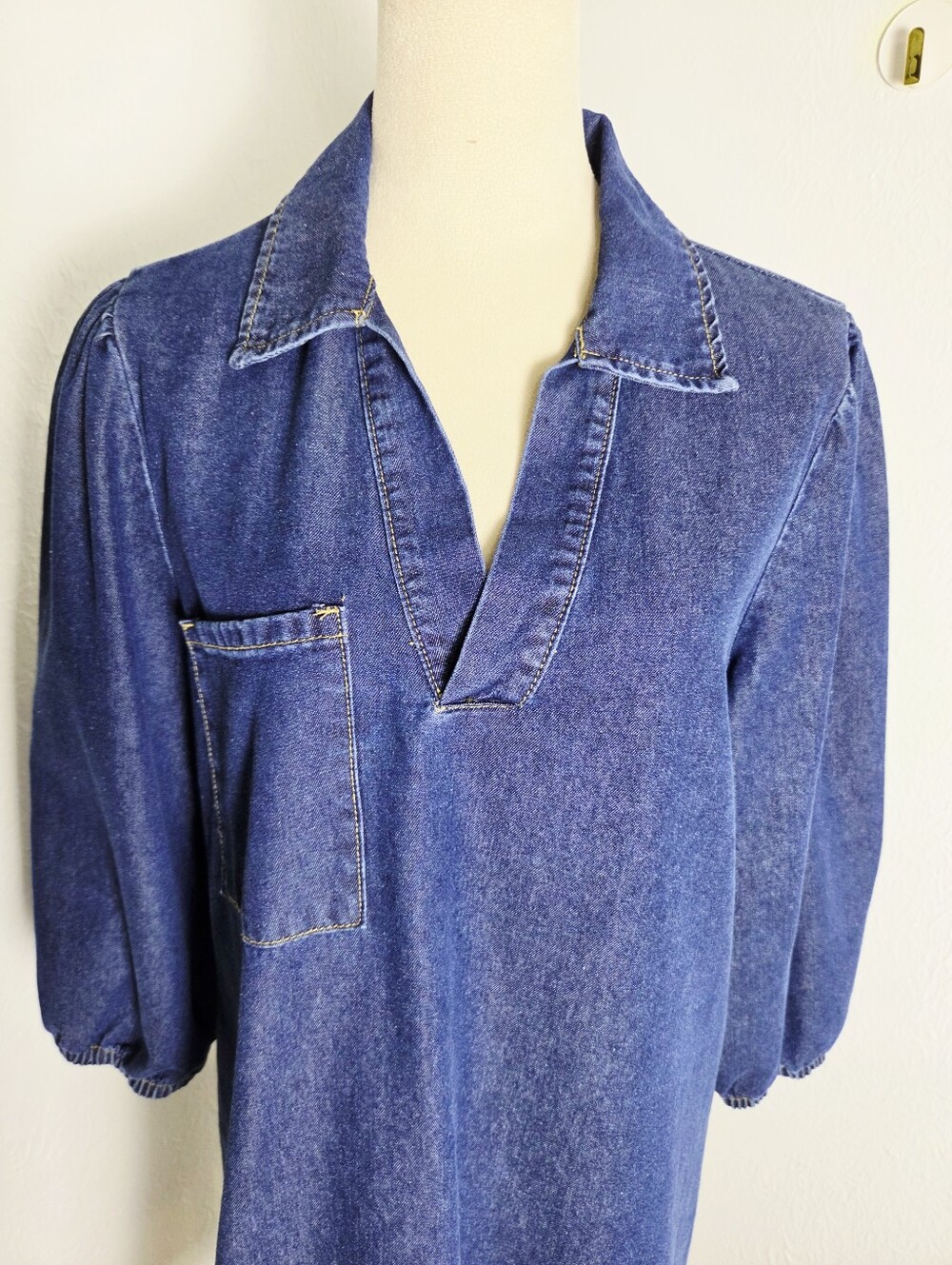Dokotoo Denim Mini-Dress with Pocket on Front, Size Medium - Picture 3 of 11